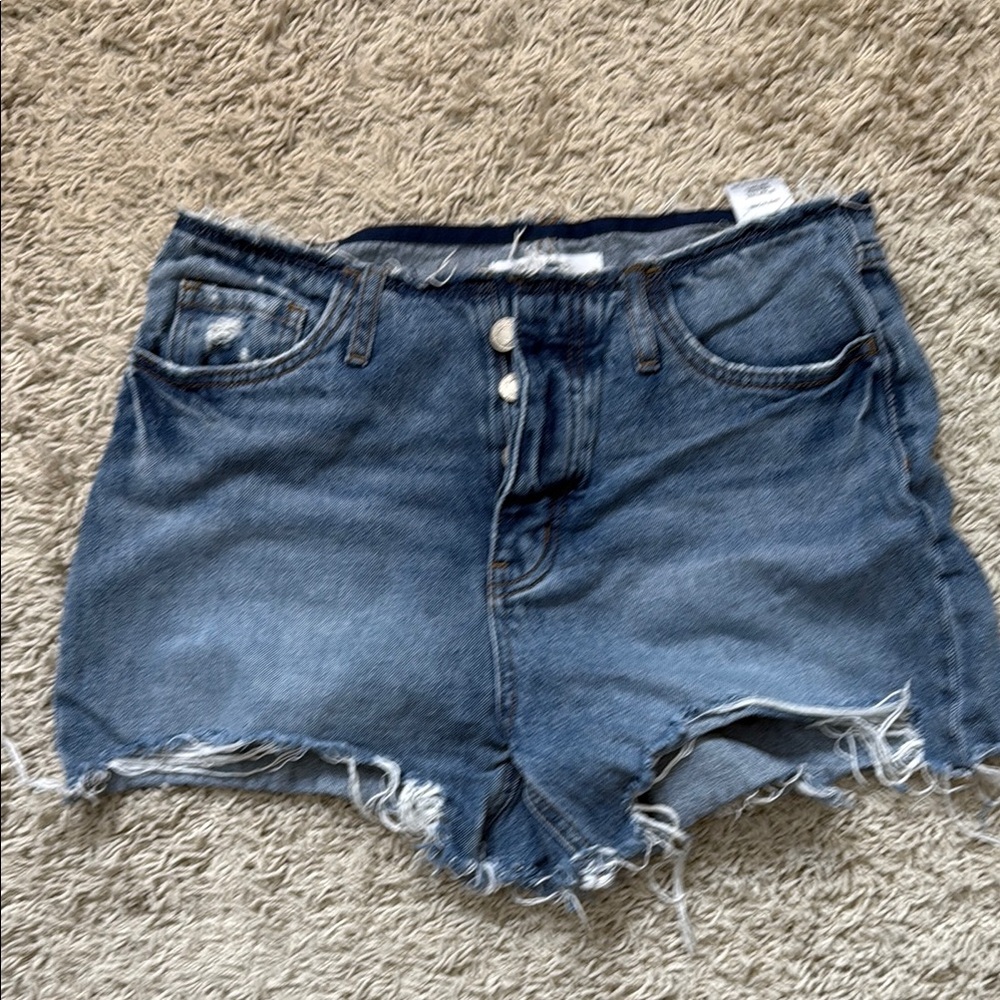 VERVET BY FLYING MONKEY Blue Jean Shorts Distressed High-Waisted